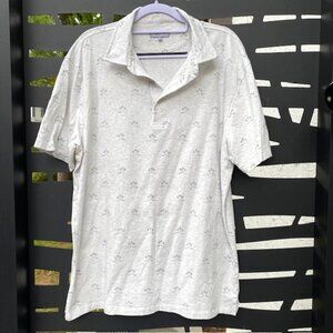 Fish Hippie Mens Polo Size L Light Gray with Palm Trees
